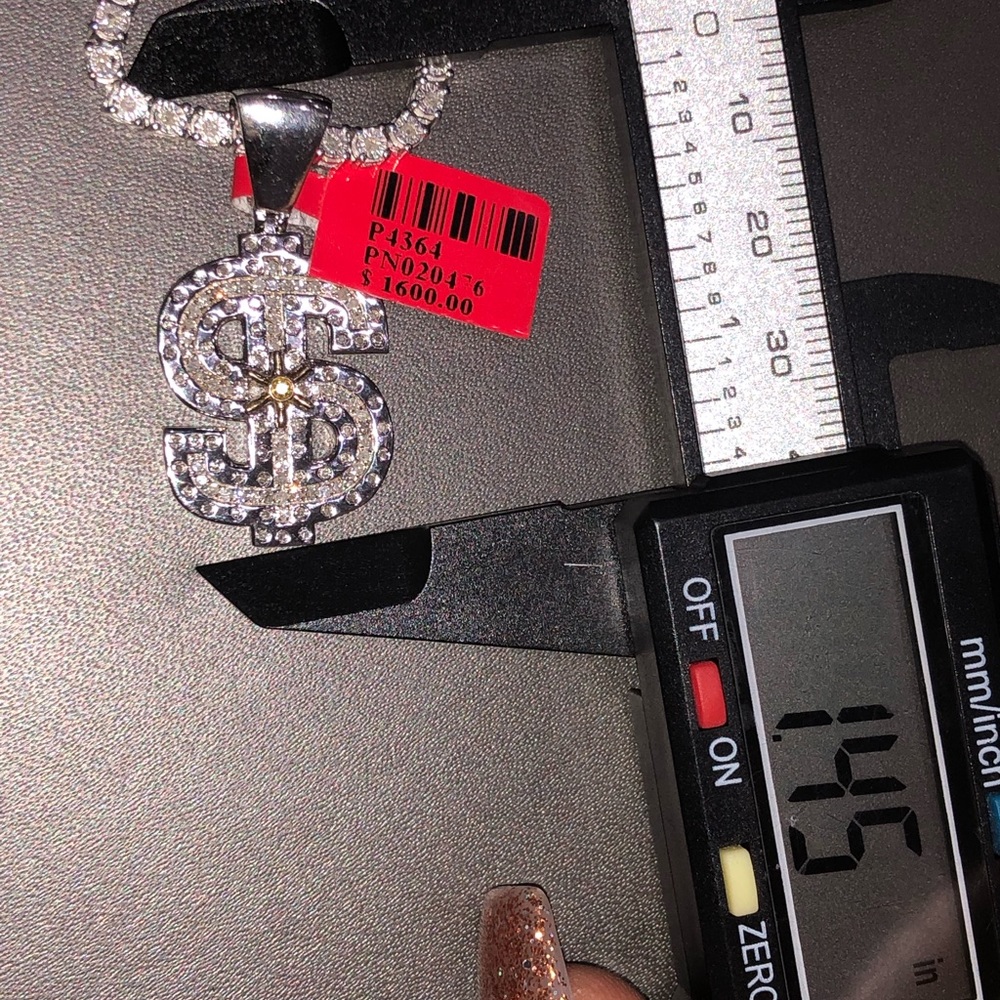 Real diamond dollar bill vault mens pendant charm  huge sale best gift not CZ ! - Picture 4 of 6